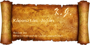 Káposztás Jolán névjegykártya